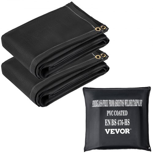 Fire Blankets, 2 Pack Welding Blankets, 6\' x 10\'?Fire Suppression Blanket, 1022?¡ãF Flame Retardant Blanket, Black?Fire Emergency Blankets, Fiberglass Fire Retardant Blanket?with?8?Brass Gromme