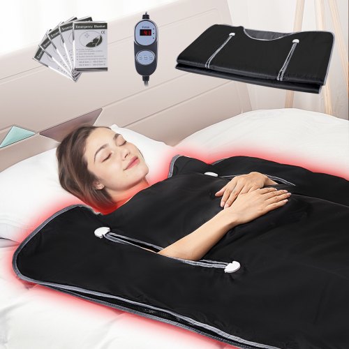 VEVOR Sauna Blanket for Detoxification, Portable Far Infrared Sauna for Home, Oxford Sauna Bag w/ Arm Holes & Carbon Fiber Heating, 1-6 Level Adjustable Temp 95-176¨H, 5-60 Minutes Timer, 71 x 31 in