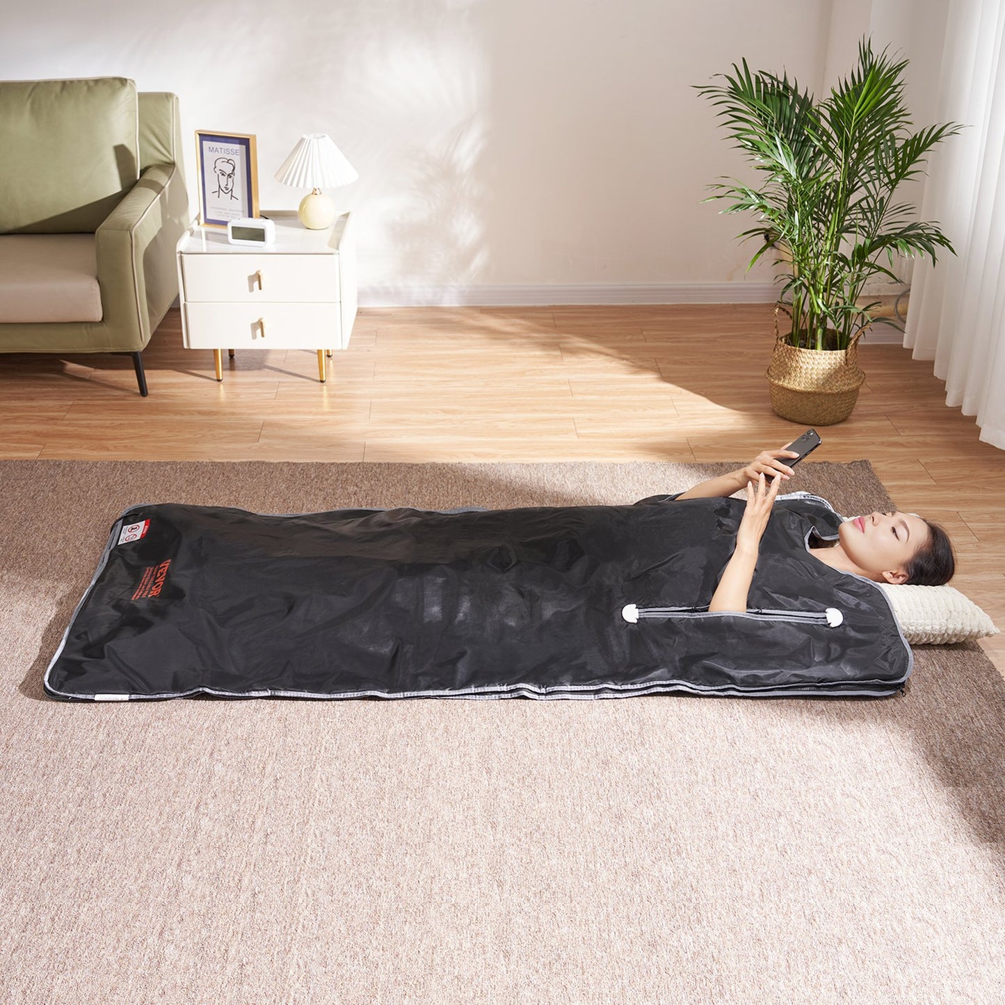 VEVOR Sauna Blanket for Detoxification, Portable Far Infrared Sauna for Home, Oxford Sauna Bag w/ Arm Holes & Carbon Fiber Heating, 1-6 Level Adjustable Temp 95-176¨H, 5-60 Minutes Timer, 71 x 31 in