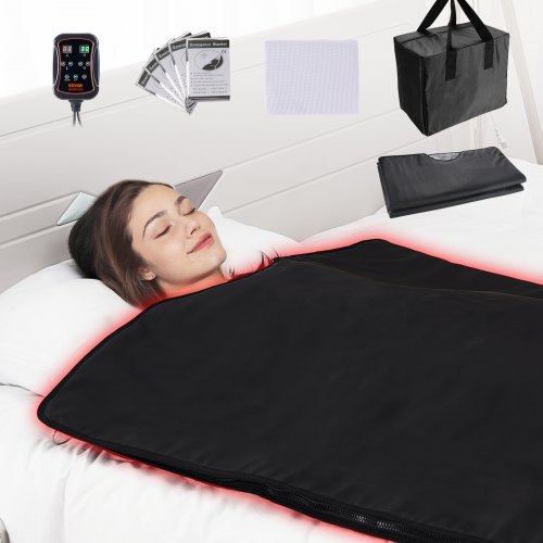 VEVOR Sauna Blanket for Detoxification, Portable Far Infrared Sauna for Home, PU Sauna Bag w/  Therapy Stones & Carbon Fiber Heating, 1-6 Level Adjustable Temp 95-185¨H, 1-60 Minutes Timer, 75 x 35in