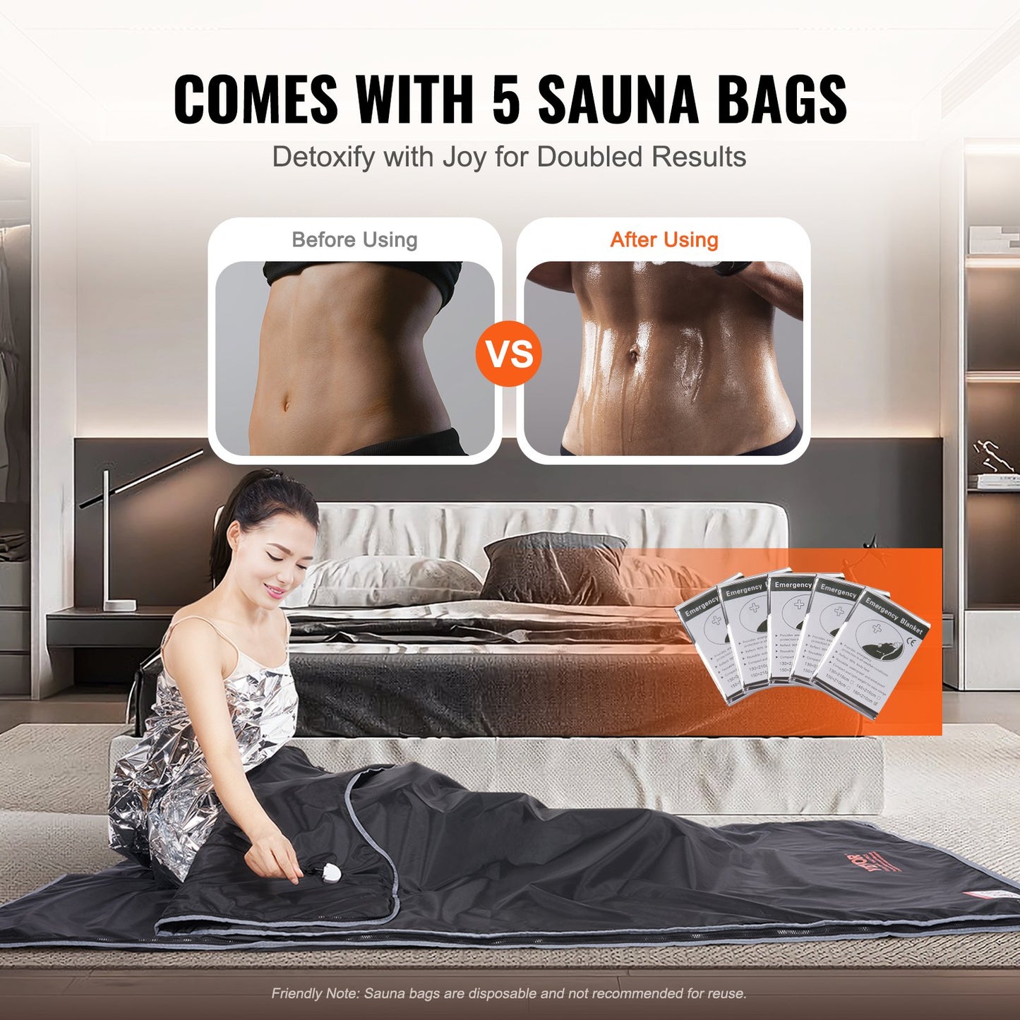 VEVOR Sauna Blanket for Detoxification, Portable Far Infrared Sauna for Home, Oxford Sauna Bag w/ Arm Holes & Carbon Fiber Heating, 1-6 Level Adjustable Temp 95-176¨H, 5-60 Minutes Timer, 75 x 35 in