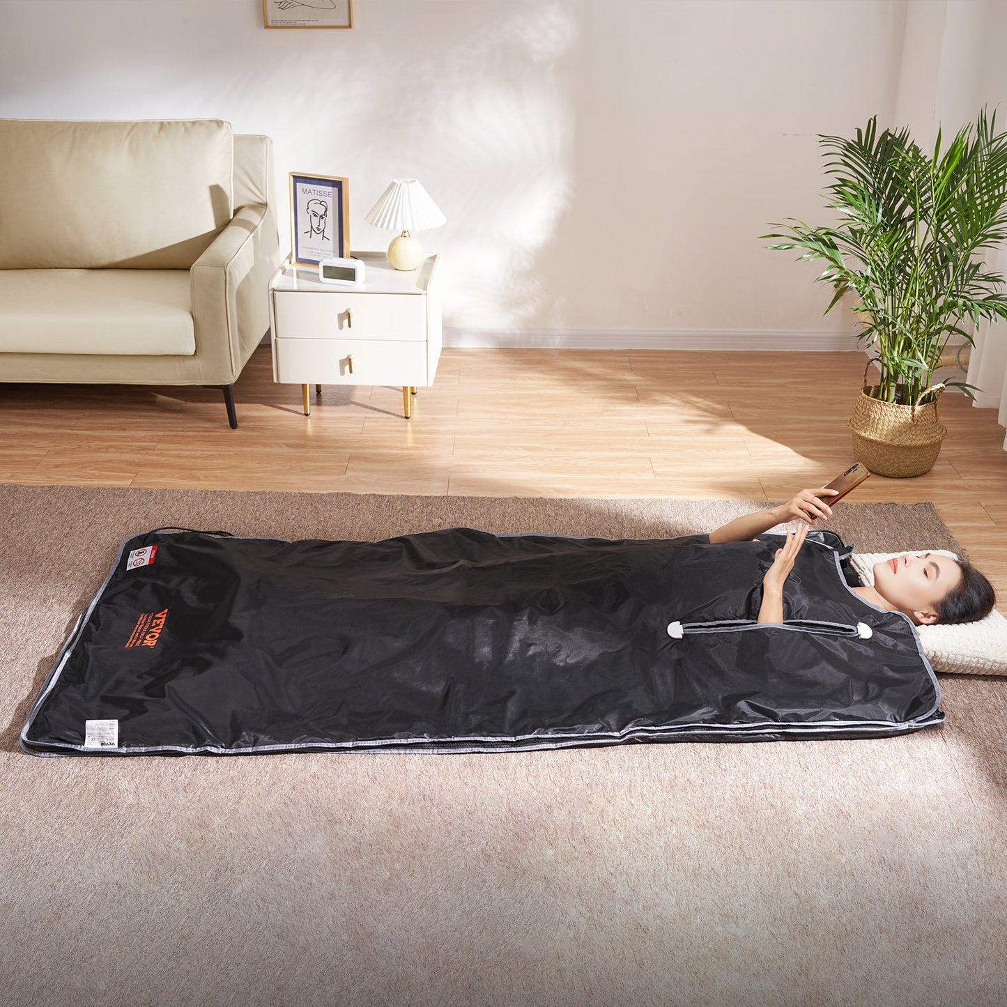 VEVOR Sauna Blanket for Detoxification, Portable Far Infrared Sauna for Home, Oxford Sauna Bag w/ Arm Holes & Carbon Fiber Heating, 1-6 Level Adjustable Temp 95-176¨H, 5-60 Minutes Timer, 75 x 35 in
