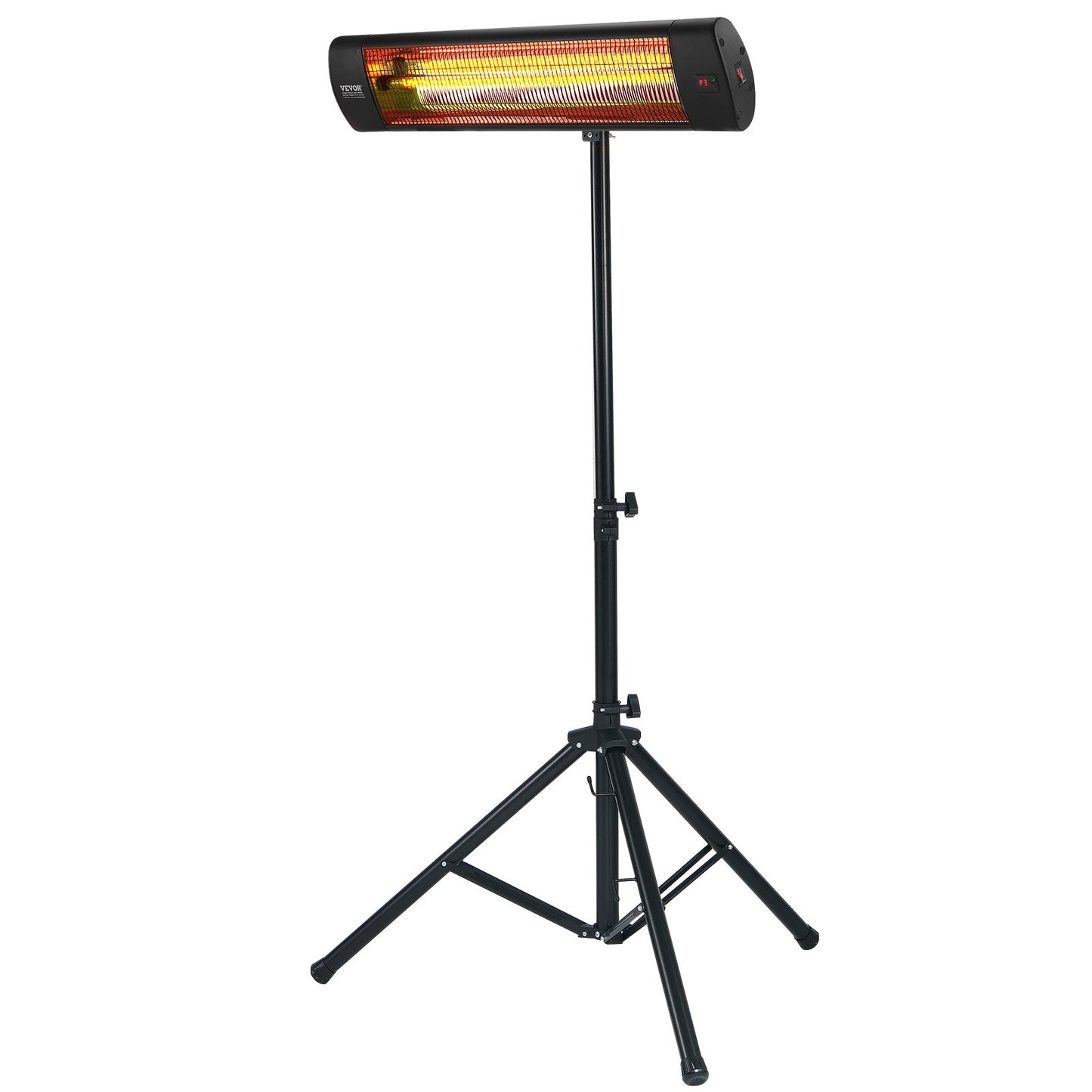 VEVOR Infrared Heater, 1500W Remote Control Electric Space Heater, LED Screen Patio Heater w/ 3 Speeds & Timer, Outdoor/Outdoor for Porch,Dining Room,Studio, with Stand & Mount to Ceiling/Wall,24 in L