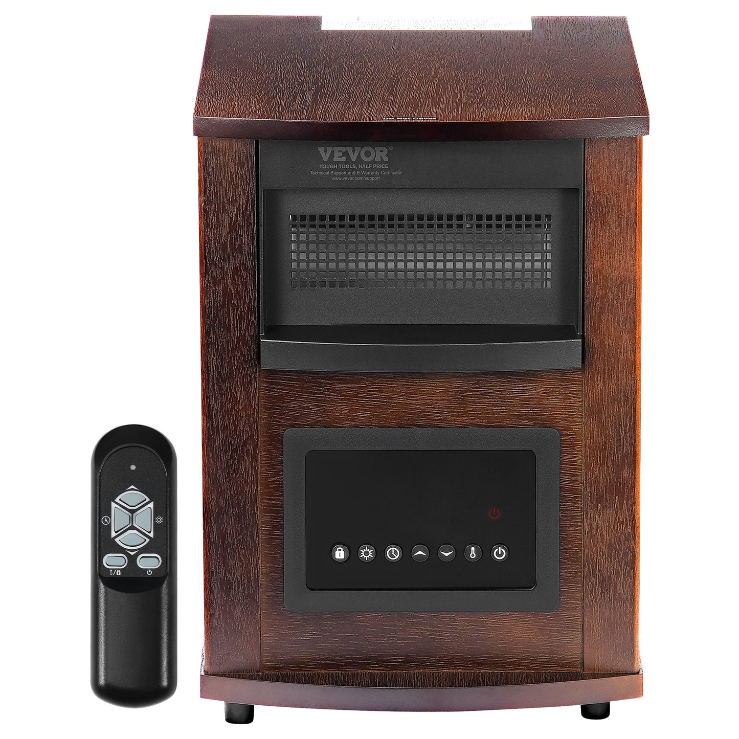 VEVOR Infrared Heater, 1500W Remote Control Electric Space Heater, LED Patio Heater w/ 3 Speeds & Timer & Overheat/Tip-Over Protection & Child Lock, for Bedroom,Living Room,Nursery,Studio,MDF