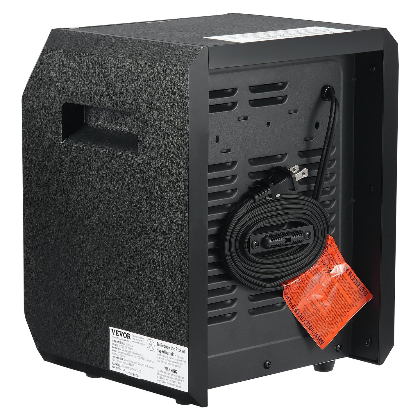 VEVOR Infrared Heater, 1500W Remote Control Electric Space Heater, LED Patio Heater w/ 3 Speeds & Timer & Overheat/Tip-Over Protection & Child Lock, for Bedroom,Living Room,Nursery,Studio,ABS