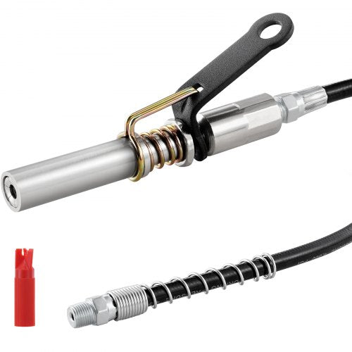 VEVOR Grease Gun Coupler, 10000 PSI High Pressure, 6-Jaw Locking, Quick Release Grease Gun Tip with Hose/Zerk Fittings Cleaner, Compatible with All Grease Guns 1/8 NPT Grease Fittings for Automobiles