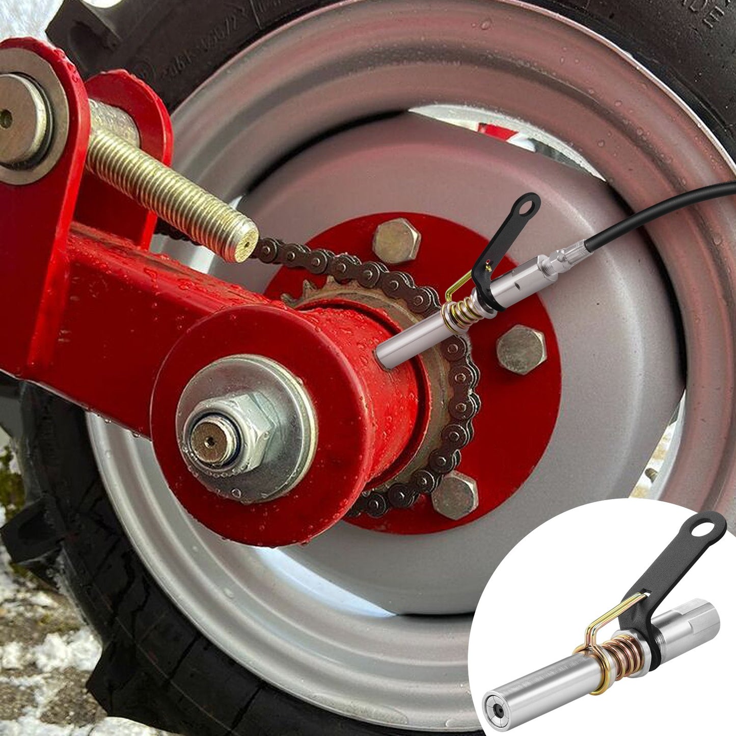 VEVOR Grease Gun Coupler, 10000 PSI High Pressure, 6-Jaw Locking, Quick Release Grease Gun Tip with Hose/Zerk Fittings Cleaner, Compatible with All Grease Guns 1/8 NPT Grease Fittings for Automobiles