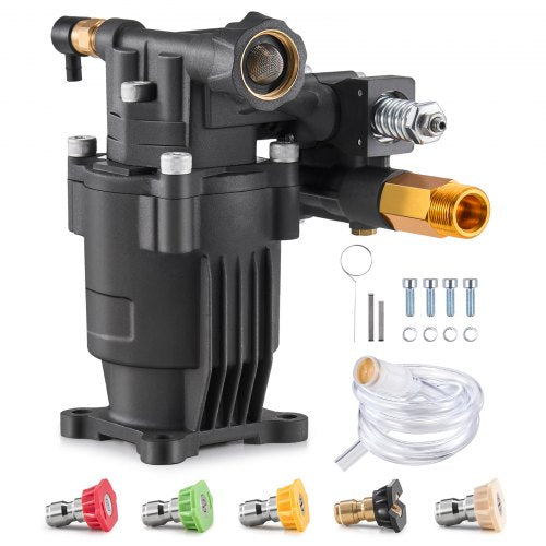 Pressure Washer Pump, 3/4' Shaft Horizontal, 3500 PSI, 2.5GPM, Replacement Power Washer Pumps Kit with 5 Nozzles, Hardware and Siphon Tube, Compatible with Simpson, Honda, Troy-Bilt, Generac
