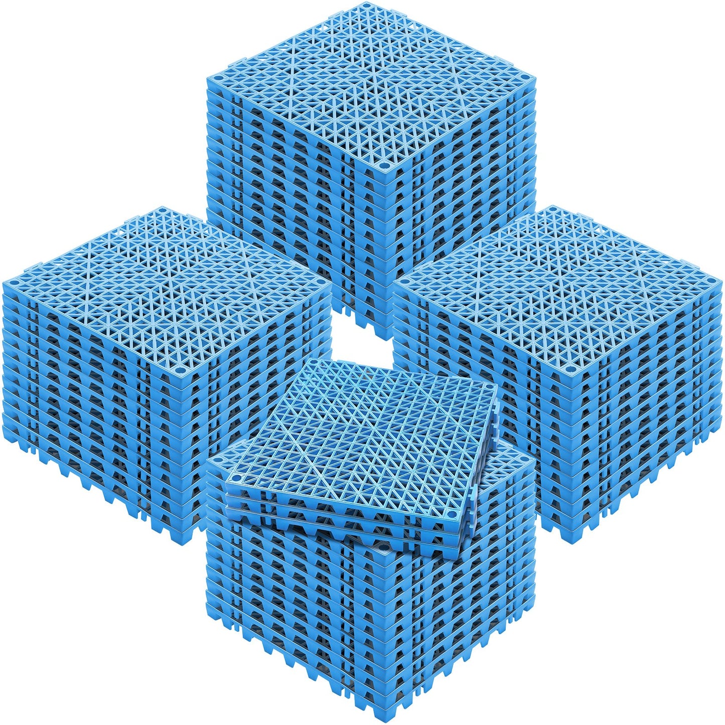 VEVOR Interlocking Tile 55PCS Blue, Drainage Tiles 12 x 12 Splicing, Soft PVC Interlocking Drainage Floor Tiles, Non-Slip Drainage Holes for Restroom, Bathroom, Kitchen, Pool, Wet Areas, Blue