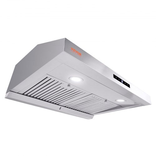 Under Cabinet Range Hood, Dual Motors Ductless Kitchen Stove Vent, Stainless Steel Permanent Filter with 3-Speed Exhaust Fan, 2 Baffle Filters, LED Lights, Touch Control Panel, Silver (30 inch)