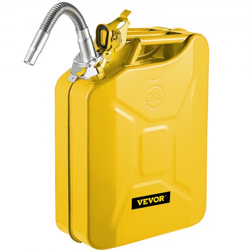 VEVOR Jerry Fuel Can, 5.3 Gallon / 20 L Portable Jerry Gas Can with Flexible Spout System, Rustproof £¦ Heat-resistant Steel Fuel Tank for Cars Trucks Equipment, Yellow