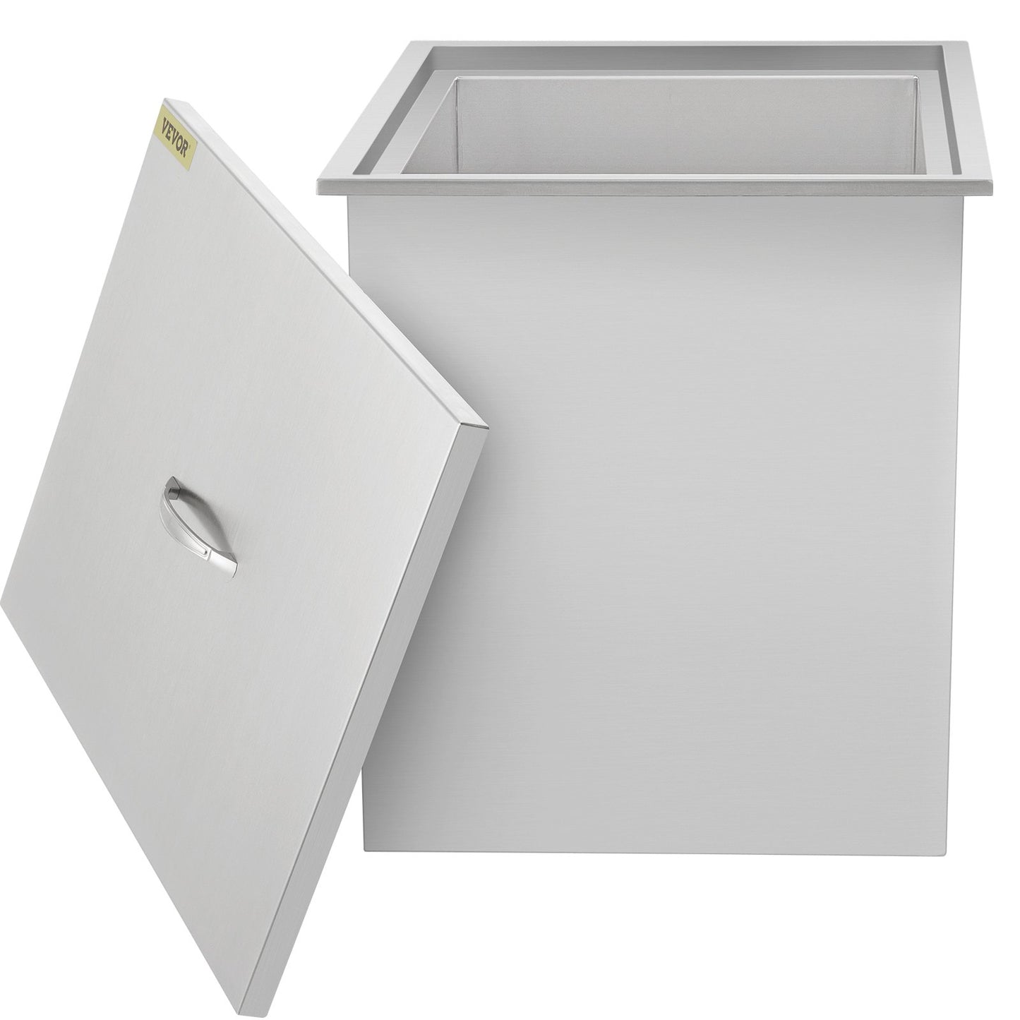 VEVOR Drop In Ice Chest 21.2L x 16.8W x 17.6H Inch with Cover Stainless Steel Ice Cooler Included Drain-pipe and Drain Plug Drop In Ice Bin Outdoor Kitchen for Cold Wine Beverage