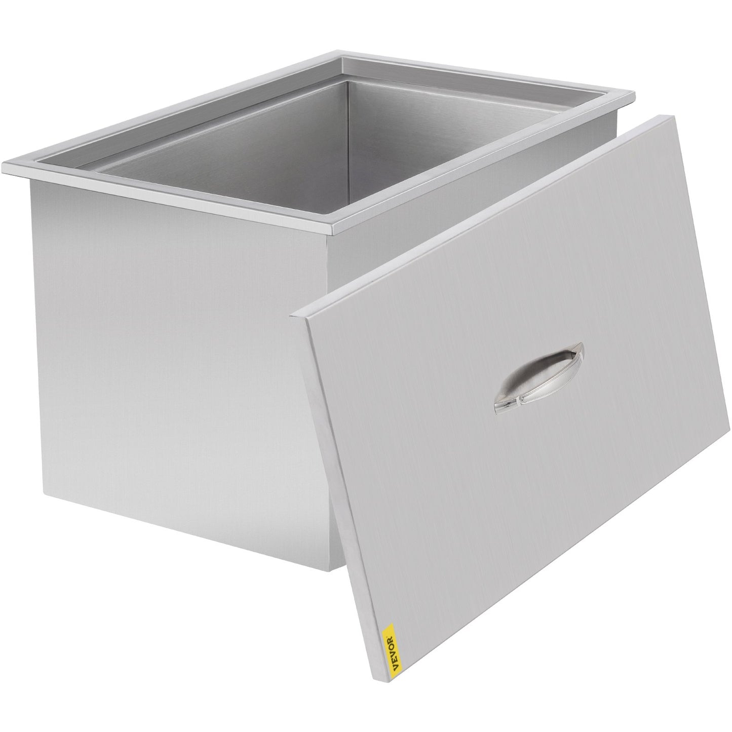 VEVOR Drop In Ice Chest 21.2L x 16.8W x 17.6H Inch with Cover Stainless Steel Ice Cooler Included Drain-pipe and Drain Plug Drop In Ice Bin Outdoor Kitchen for Cold Wine Beverage