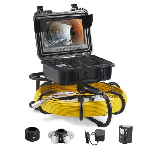 Sewer Camera, 230 ft/70 m, 9' Screen Pipeline Inspection Camera with DVR Function, Waterproof IP68 Camera with 12 Adjustable LEDs, with a 16GB SD Card, for Sewer Line, Home, Duct Drain Pipe Plum