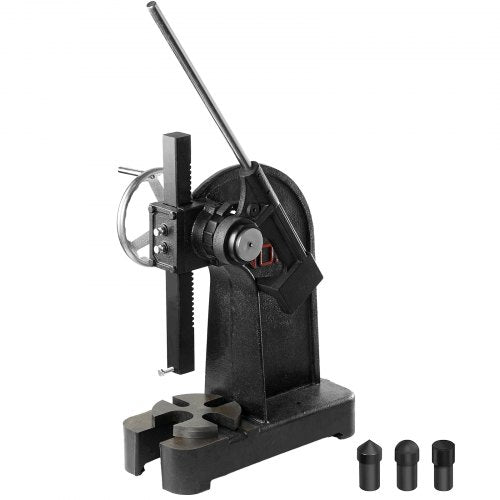 Arbor Press, 3 Ton Ratchet Type Arbor Press, Ratchet Leverage Arbor Press with Handwheel, 12.2' Maximum Height, Cast Iron Manual Desktop Punch Press, for Stamping, Bending, Stretching, Forming