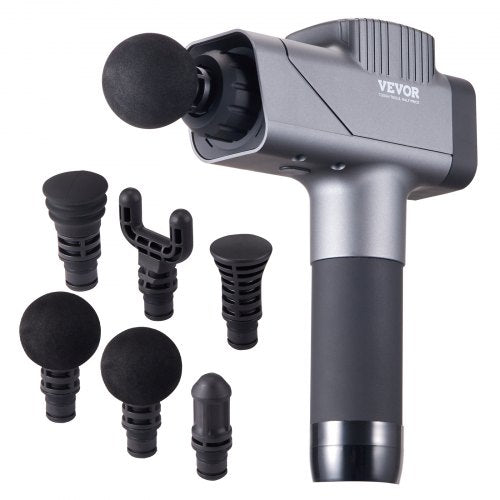 VEVOR Massage Gun Deep Tissue, Percussion Muscle Massager for Athletes - with 8 Speed Levels & 6 Massage Heads, 16V 2500mAh Batteries, Handheld  Massage Gun for Pain Relief, Muscle Relaxation