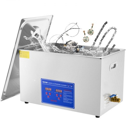 Professional Ultrasonic Cleaner, 30 L Ultrasonic Jewelry Cleaner with Digital Timer & Heater, Stainless Steel Industrial Sonic Cleaner 40kHz for Glasses, Watches, Rings, Small Parts