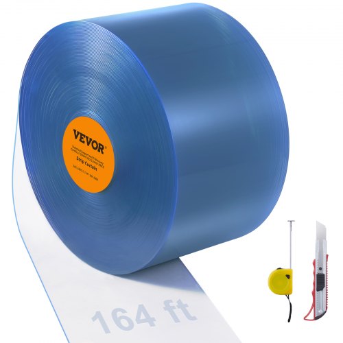 Strip Curtain, 164' Length x 8' Width x 0.08' Thickness, Clear PVC Smooth Curtain Strip Door Bulk Roll, Plastic Door Strips for Doorways of Supermarket, Garage, Warehouse, Barn, Pet Animal House