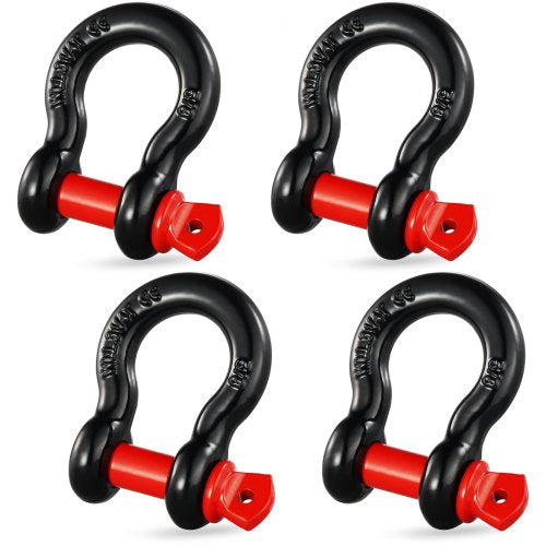 5/8' D-Ring Shackle, 4 Pack Alloy Steel Shackles 28660 lbs (13 Ton) Break Strength with 3/4' Screw Pin, Heavy Duty Off Road Vehicle Recovery Shackle, Towing Accessories for Jeep Truck, Black