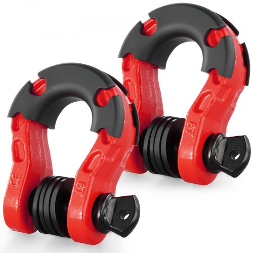 3/4' D-Ring Shackle, 2 Pack Alloy Steel Shackles 66139 lbs (30 Ton) Break Strength with 7/8' Screw Pin, Isolators & Washers, Heavy Duty Off Road Vehicle Recovery Shackle for Jeep Truck, Red