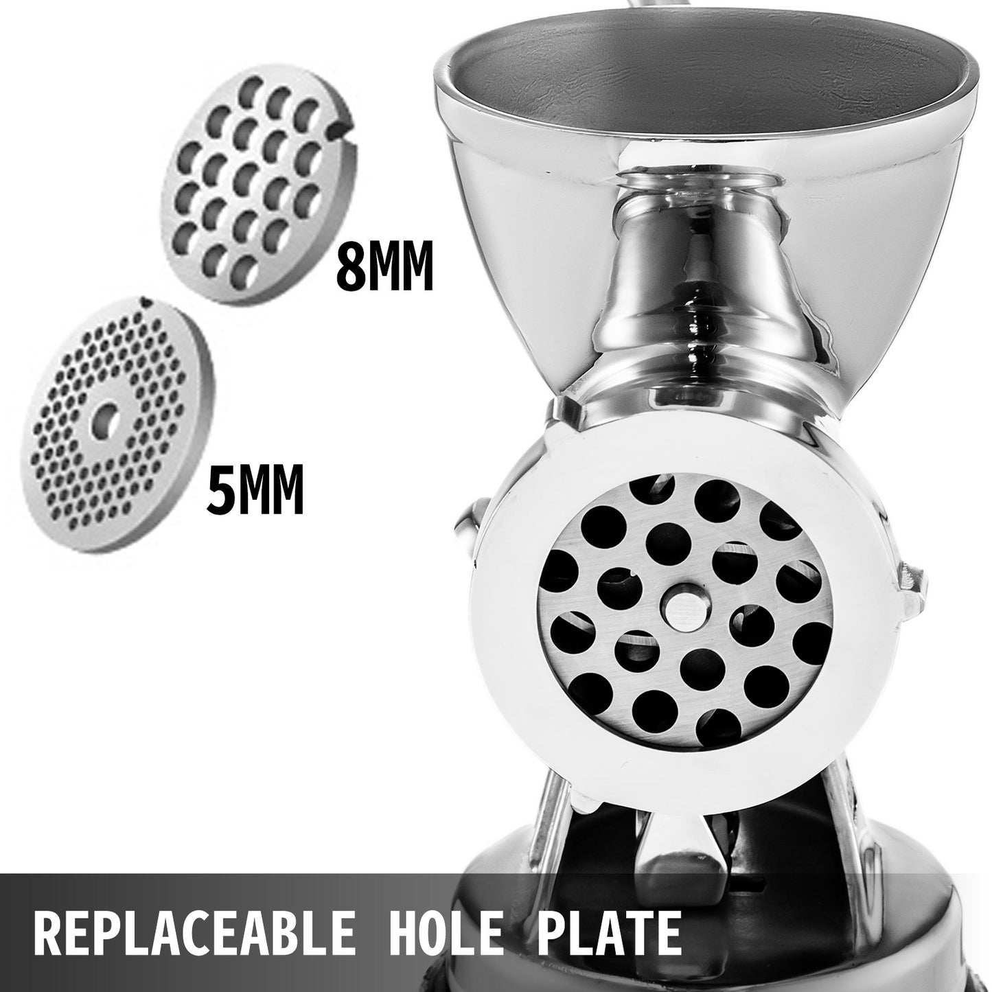 VEVOR Meat Grinder Manual 304 Stainless Steel Hand Suction Cup Base & Clamp with Filling Nozzle for Vegetables Grinding & Sausage Stuffing, 6.7x6x9.6inch, Sliver