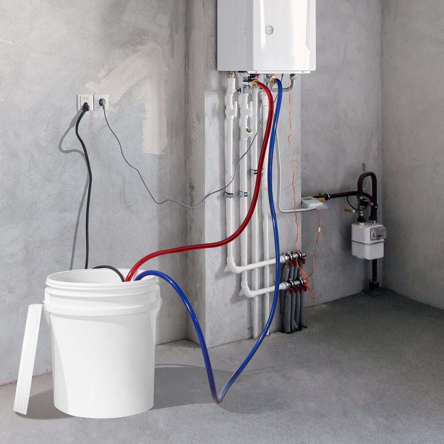 VEVOR Tankless Water Heater Flushing Kit, Includes Efficient Pump & 3.7 Gallon Pail & 2 Hoses, Wrench and Adapter for Quick Install,  Easy to Start Water Heater Flush Descale Kit Anti-corrosion
