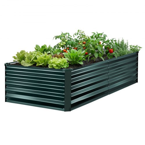 Galvanized Raised Garden Bed, 6.67 x 3.35 x 1.51 ft, Rectangular Metal Planter Box Kit Outdoor, Rustproof Elevated Planting Box with Gloves, Alu-Zinc, for Growing Flowers Vegetables, Dark Green