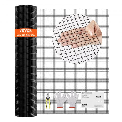 Hardware Cloth, 48'' x 50' Galvanized Wire Mesh Roll, 19 Gauge Chicken Wire Fence Roll, Vinyl Coating Metal Wire Mesh for Chicken Coop Barrier, Rabbit Snake Fences, Poultry Enclosures