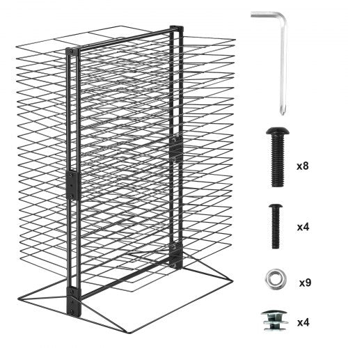 Art Drying Rack, 50 Removable Shelves 20 x 17 x 30 inch Paint Drying Rack with Stable Base, Carbon Steel Metal Painting Drying Rack for Artwork in Classroom, Art Studios and Schools, Black