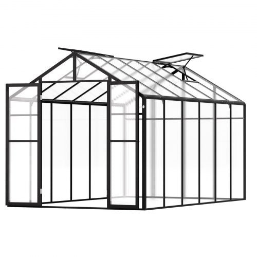Polycarbonate Greenhouse, 8 x 12 Ft, Outdoor Greenhouse with 2 Vent Windows, Pavilion Styled Greenhouse with Hinged Door, Aluminum Large Walk-in Greenhouse Kit for Outside Garden Backyard