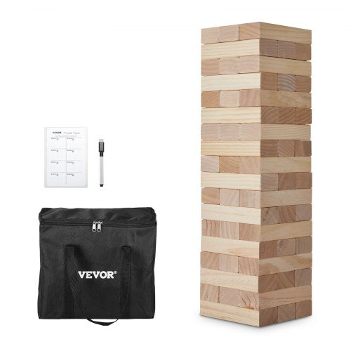 Tumbling Timber Toy, 54 Blocks Large Tumble Tower Blocks Game, Pine Wood Tumbling Tower Game with Carry Bag and Scoreboard, Wooden Stacking Game, Tumble Tower Family Games for Indoor/Outdoor