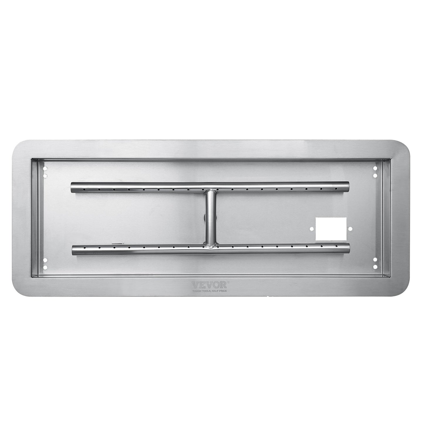VEVOR 30 x 10 inch Drop-in Fire Pit Pan, Rectangular Stainless Steel Fire Pit Burner Kit, Natural & Propane Gas Fire Pan 125,000 BTU with H-Burner for Indoor or Outdoor Use