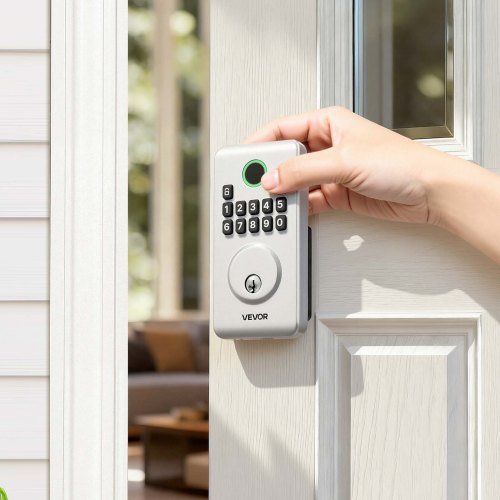 Keyless Entry Door Lock, Electronic Deadbolt with Customizable User Codes, Pioneering Easy-Grip Design, Keyed Entry, Auto Lock, Anti-Peeking Password, Backlit Keypad, for Home, Apartment, Silver