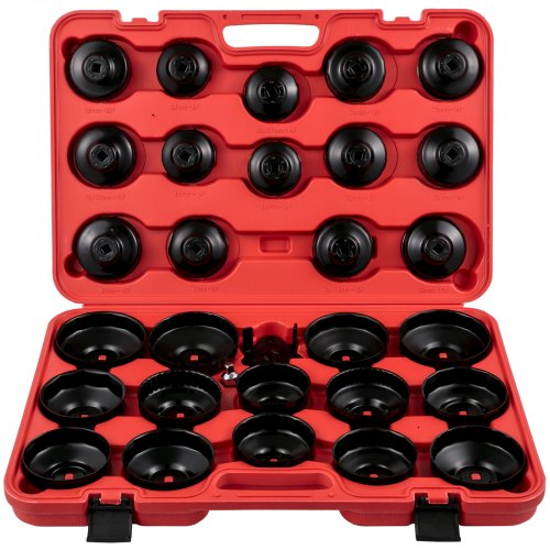 Oil Filter Socket Set, 30 Pcs Oil Filter Wrench Set, Sturdy Steel Oil Filter Socket, 3/8\' Oil Filter Socket, Low Profile Oil Filter Socket Set For Easy Access, Oil Filter Wrench Cap Set with Ca