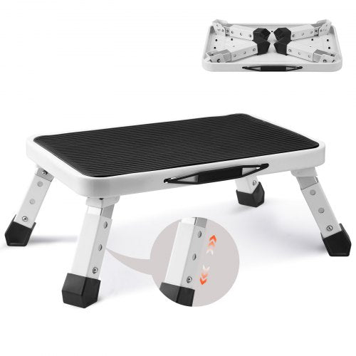 Step Stool 1-Step 330lbs Capacity, Folding Steel Step Ladder 3 Adjustable Height, Portable Toddler Step Stools for Adults, Non-Slip Sturdy Step Ladders for Office, RVs, Pets, Bathrooms,Bedrooms