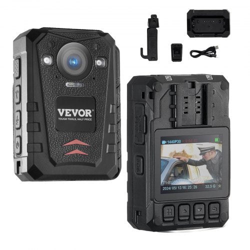 1440P HD Police Body Camera, 128GB Body Cam with Audio Video Recording Picture, Built-in 3500 mAh Battery, 2.0' LCD, Infrared Night Vision, Waterproof GPS Personal Body Cam for Law Enforcement