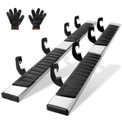 Running Boards, 6' Step Bars Compatible with 2007-2018 Chevy Silverado/GMC Sierra 1500 Crew Cab/2019 2500HD 3500HD 1500 LD, 201 Stainless Steel Side Steps Nerf Bars, 500LBS Capacity, 2 Piece