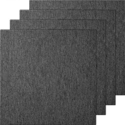 Carpet Tiles Reusable, 20'x 20' Carpet Squares With Padding Attached, Soft Padded Carpet Tiles, Easy Install DIY for Bedroom Living Room Indoor Outdoor (20 Tiles, Dark Gray)