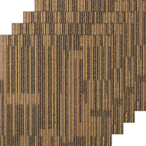 Carpet Tiles Reusable, 20'x 20'Carpet Squares With Padding Attached, Soft Padded Carpet Tiles, Easy Install DIY for Bedroom Living Room (12Tiles, Mixed Brown)