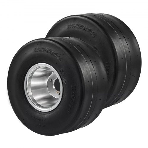 Go Kart Tires and Rims, 11x6-5' Go Kart Wheels, 2-Pack Rear Wheels, Aluminum Alloy Rims and Rubber Tires, Hub-Rim Fit Bolt Pattern 1.57 inch with 3 Bolt Holes, Replacement Pneumatic Tire