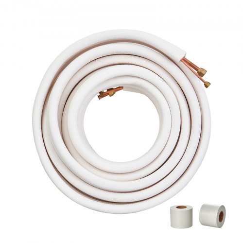 50FT Mini Split Line Set, 1/4' & 1/2' O.D Copper Pipes Tubing and Triple-Layer Insulation, for Mini Split Air Conditioning Refrigerant or Heating Pump Equipment & HVAC with Wrapping Strips.