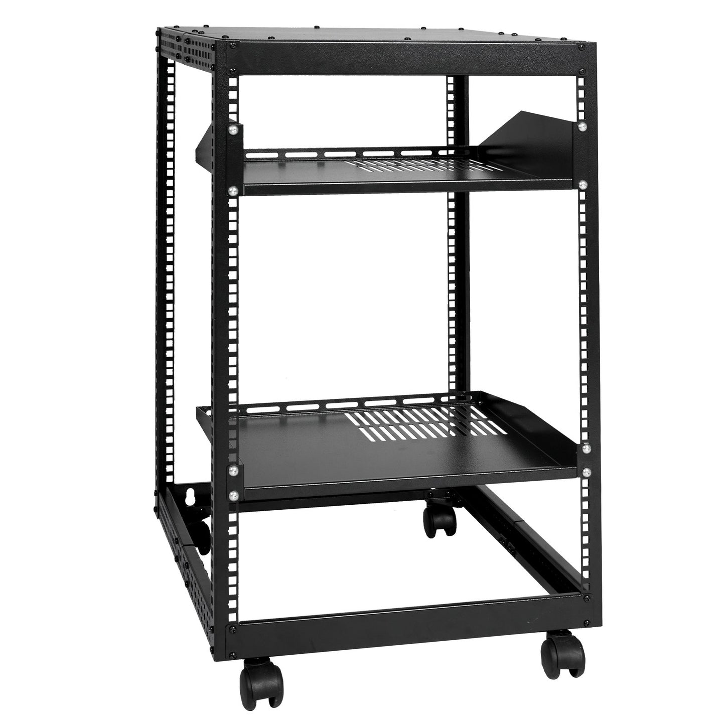 VEVOR 15U Open Frame Server Rack, 23''-40'' Adjustable Depth, Free Standing or Wall Mount Network Server Rack, 4 Post AV Rack with Casters, Holds All Your Networking IT Equipment AV Gear Router Modem