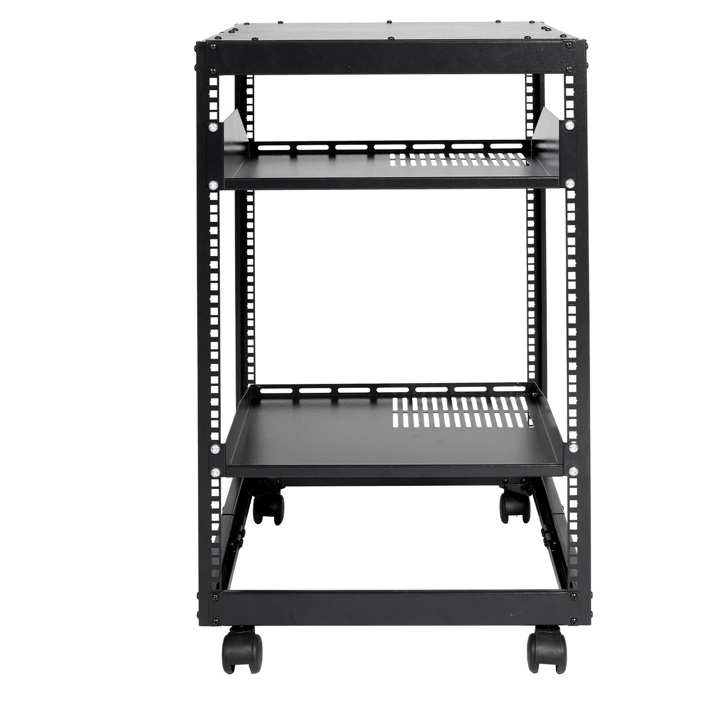 VEVOR 15U Open Frame Server Rack, 23''-40'' Adjustable Depth, Free Standing or Wall Mount Network Server Rack, 4 Post AV Rack with Casters, Holds All Your Networking IT Equipment AV Gear Router Modem