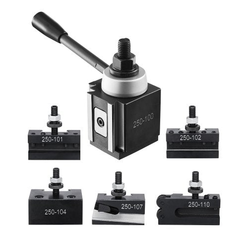 Quick Change Tool Post Set, 6 Pcs, Includes Lathe Tool Holders, Wedge Type Tool Post with Turning Tool Holder Accessories, Fit for Mini Lathe & Metal Lathe 6'-12' Swing, Durable Steel Material