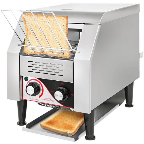 VEVOR Commercial Conveyor Toaster, 150 Slices / Hour, 1340W Stainless Steel Heavy Duty Industrial Toasters w/ 7 Speed Options, Countertop Electric Restaurant Equipment for Bun Bagel Bread Baked Food