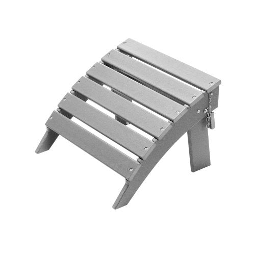 Adirondack Ottoman, 16.9L x 18.9W x 13H Inch HDPE Plastic Folding Adirondack Ottoman, Weather-Resistant Foot Rest for Adirondack Chair, Widely Used for Outside Porch Pool Lawn Backyard, Gray