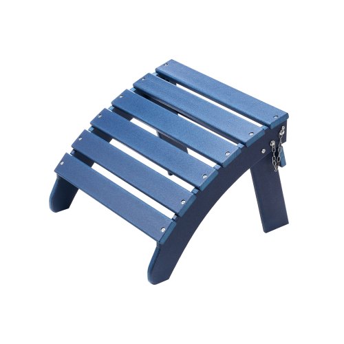Adirondack Ottoman, 18.7L x 18.9W x 13.8H Inch HDPE Plastic Folding Adirondack Ottoman, Weather-Resistant Foot Rest for Adirondack Chair, Widely Used for Outside Porch Pool Lawn Backyard, Blue