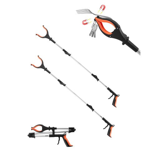Grabber Reacher Tool, 43' Foldable Reacher Grabber Pickup Tool with 360¡ã Rotating Jaw, Magnet and LED Light, Lightweight Grabber Reacher Tool for Seniors, Extra Long Trash Picker Upper Grabber