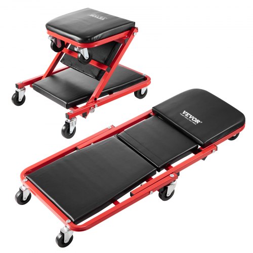 Foldable Z Garage Creeper, 36 in, 300 lbs Load Capacity Rolling Folding Mechanic Creeper Stool, with 6 Wheels Tool Tray Padded Seat Steel Frame, Lay Down or Sit Chair for Garage Shop or Home