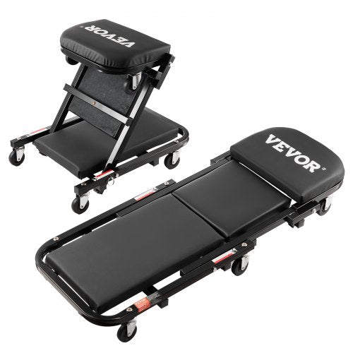 Foldable Z Garage Creeper, 40 in, 450 lbs Load Capacity Rolling Folding Mechanic Creeper Stool, with 6 Universal Wheels Padded Seat Steel Frame, Lay Down or Sit Chair for Garage Shop or Home